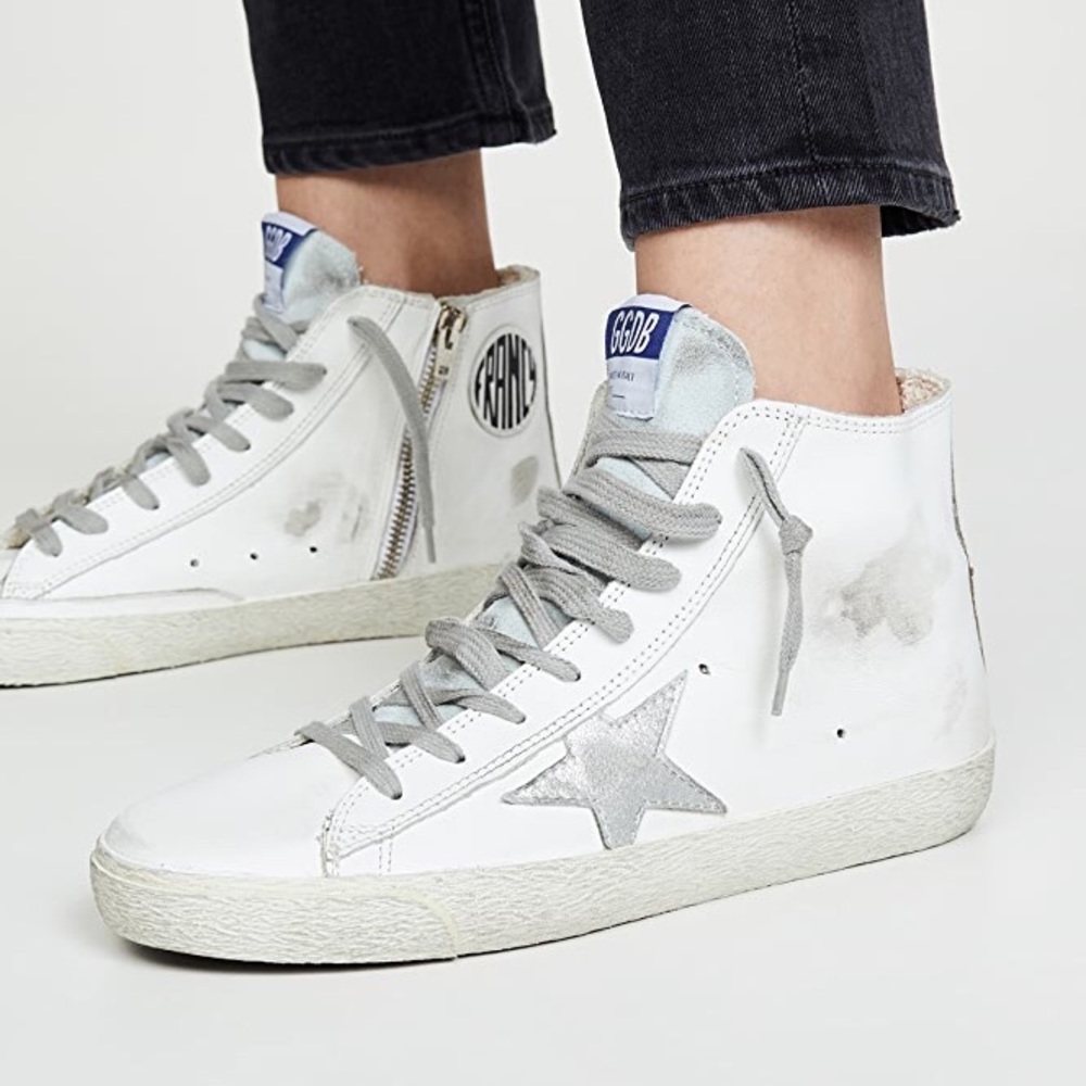NEW Golden Goose White Silver Blue Francy